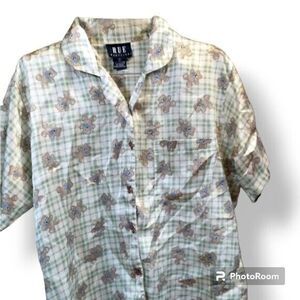 Vintage 90s Satin Teddy Bear Pajama Top Size Small